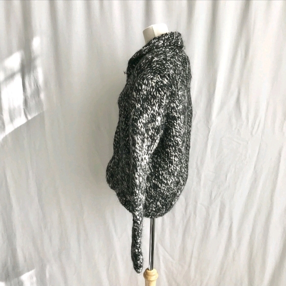 Club Monaco Women’s Wool Black White Thick Knit Zip Up Cardigan/jacket Medium - Picture 6 of 12